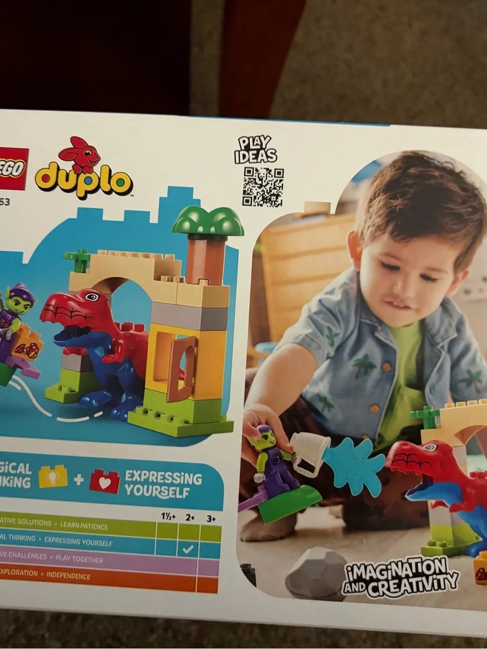 Lego Duplo Red & Blue Dinosaur Playset with Green Goblin Minifigure